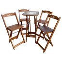 Ver imagem 1 de Conjunto Mesa Bistrô com 4 Banquetas Dobráveis de Madeira Personalizada Hei - Imbuia