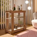 Ver imagem 2 de Carrinho Bar Aparador 80cm em Mdf com Rodas Cinamomo/off White