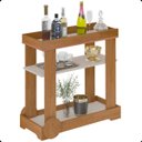 Ver imagem 7 de Carrinho Bar Aparador 80cm em Mdf com Rodas Cinamomo/off White