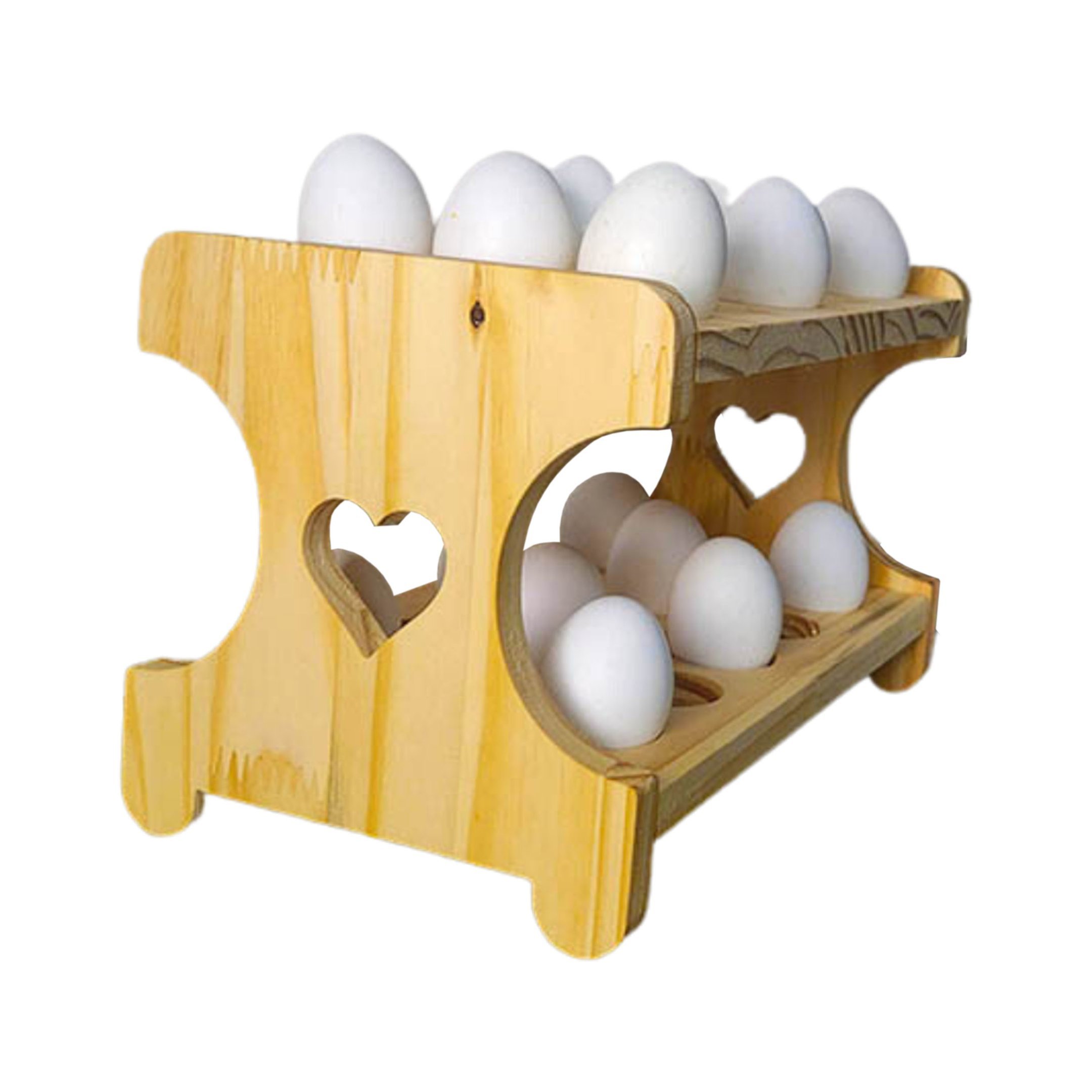 Porta Ovos para 30 Unidades Madeira para Cartela - Coração Circular - 2