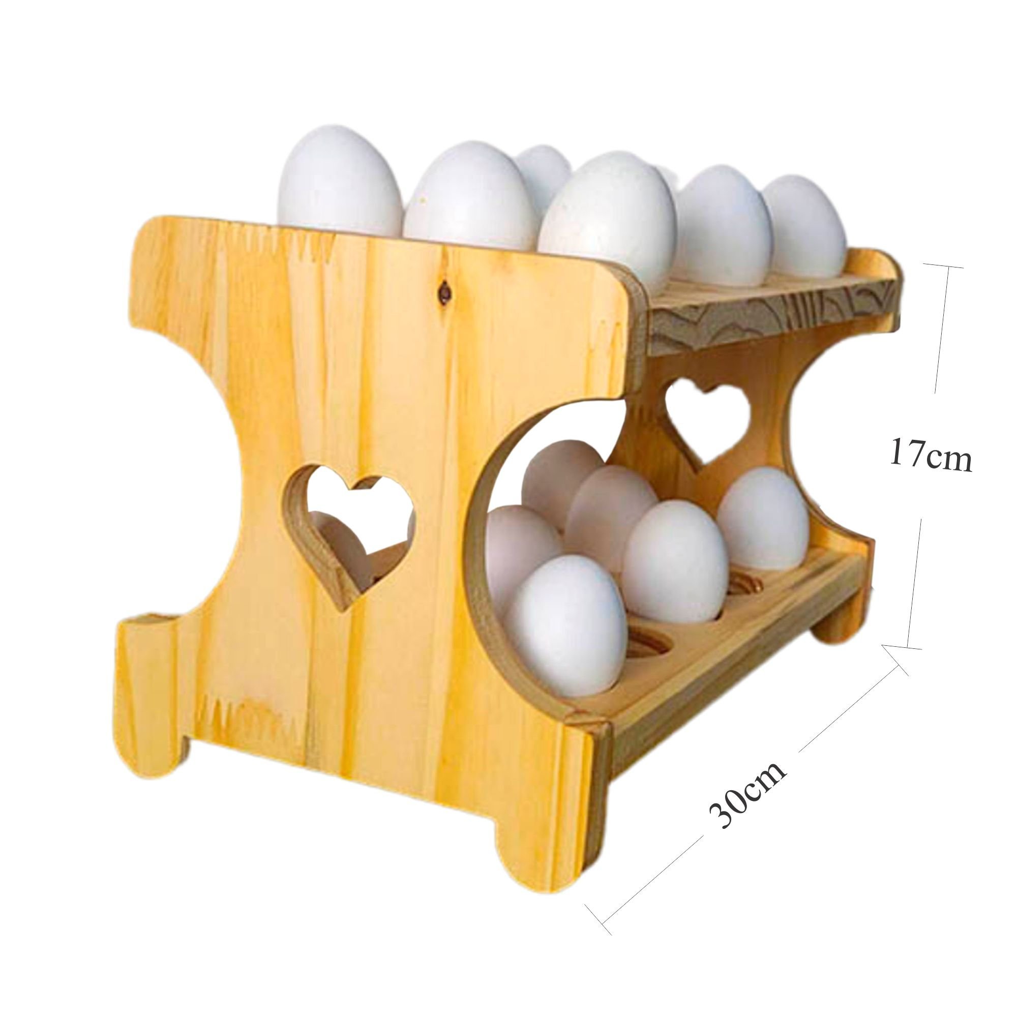 Porta Ovos para 30 Unidades Madeira para Cartela - Coração Circular - 5