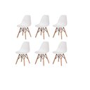Ver imagem 4 de Conjunto de Mesa de Jantar Eames Eiffel Redonda 110cm Tampo de Madeira Branco com 6 Cadeiras Brancas