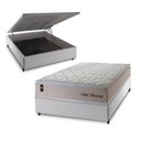 Ver imagem 1 de Cama Box com Baú Casal Roma Molas Ensacadas Courino Bege Branco King House 138cm