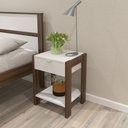 Ver imagem 2 de Mesa de Cabeceira com Tomada Branco Tecnomobili Az1016 Cor: Branco/nogal