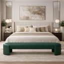 Ver imagem 1 de Recamier Luxo Decorativo Puff Fly 193cm Cama King Estofados:verde Courino Sintético