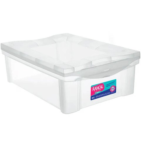 Caixa Organizadora Plástica Transparente 13,5L Ordene com Tampa Radical Color Média Organize