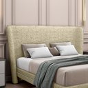 Ver imagem 2 de Cabeceira Design para Cama Queen Torres Pés em Madeira Linho Bege G91 - Gran Belo