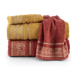 Kit de Toalhas 2 Banhos e 2 Rostos 100% Algodão Eudora:ocre Tango - 1