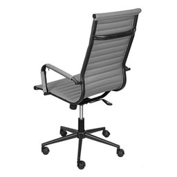 Cadeira de Escritório Giratória Alta Esteirinha Aço Preto Poliuretano (pu) Cinza Base Rodízio Preto - 2