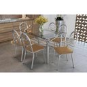 Ver imagem 1 de Conjunto: Mesa de Cozinha Elba C/ Tampo de Vidro 120cm e 6 Cadeiras Holanda Cromada - Courano