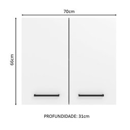 Armário de Cozinha Aéreo 70 cm 2 Portas Branco Agata Madesa - 9