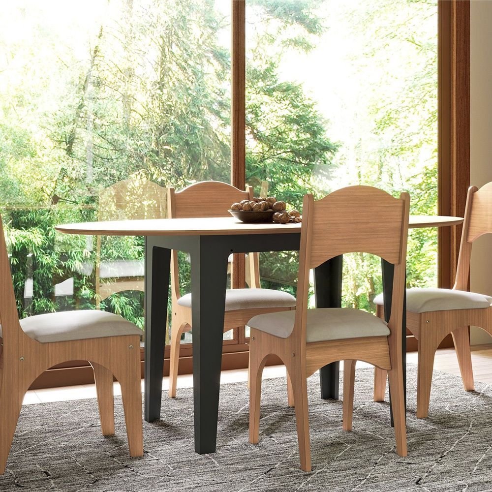 Mesa de Jantar Extensível 4 Lugares Tm70 Freijó Preto Fosco Dalla