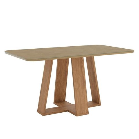 Mesa de Jantar Lins 160 Cm Canto Arredondado com Vidro Nature – Henn