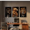 Ver imagem 2 de Kit 3 Quadros Foco Vence Jogo Motivacionais com Moldura:preta