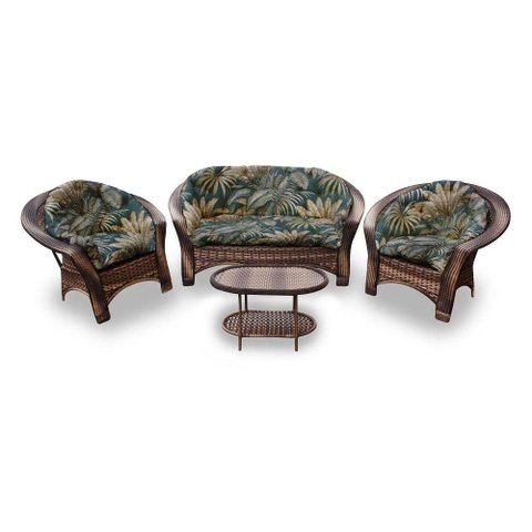 Conjunto de Sofá Fibra Sintética Cairo - 1 Sofá 2 L + 2 Poltronas + 1 Mesa Centro - Tecido Palmares
