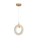 Ver imagem 1 de Lustre Pendente Argola Bolhas Cristal Dourado Led 6w 15cm 3000k Bivolt