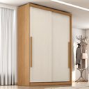 Ver imagem 2 de Guarda Roupa Solteiro Splendi 2 Portas de Correr 3 Gavetas MDF Cinamomo Areia Milani Movelaria 165cm