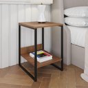 Ver imagem 1 de Mesa Cabeceira Industrial Amêndoa Tókio Base Ferro Preto Cor: Amendoa