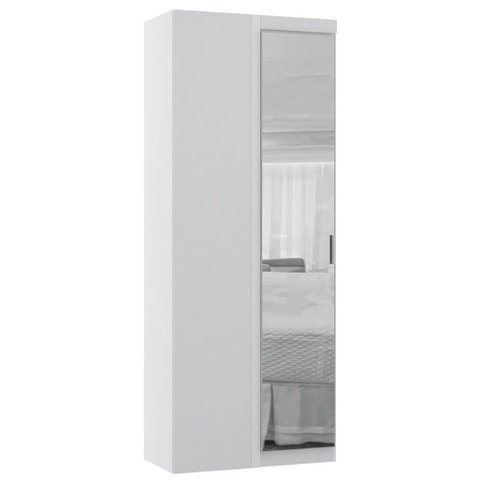 Guarda Roupa de Canto Reto Modulado 90cm 1 Porta com Espelho Alpes Luciane Móveis