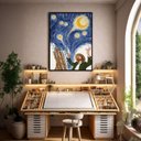Ver imagem 4 de Canvas Van Gogh Pintura Noite Estrelada 40x30cm Mold Preta