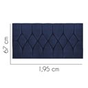 Ver imagem 2 de Painel Estofado Luxo Capitonê Istambul 195cm King Size para Cama Box Corino Azul Marinho - Gat Magaz