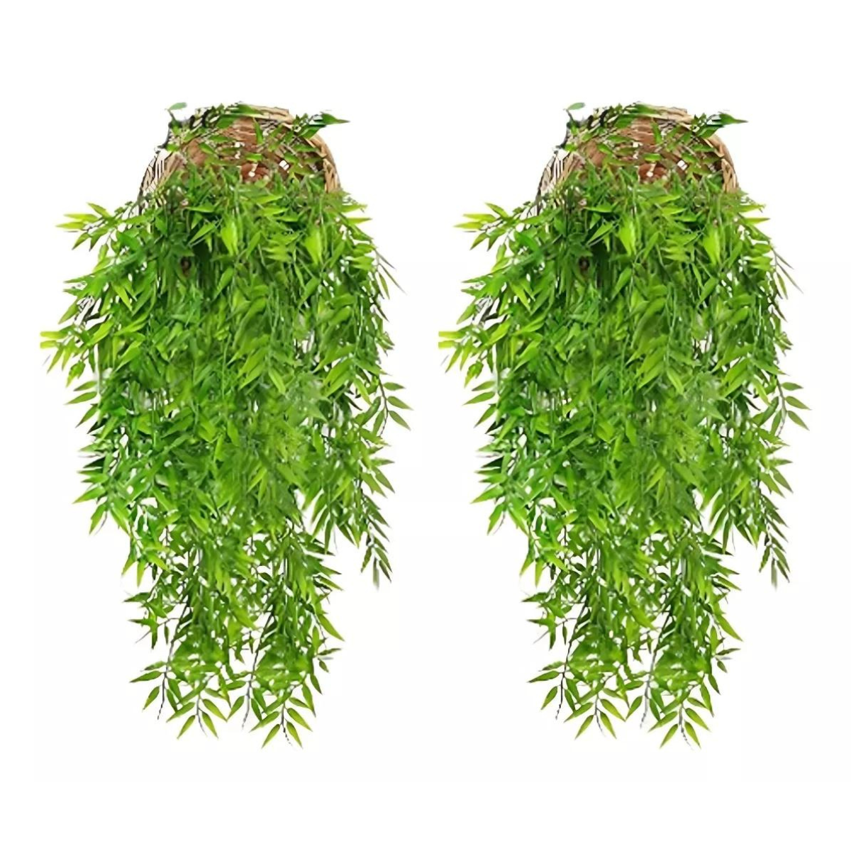 2 Pendentes de Bambu Realista Toque Real Jardim Vertical