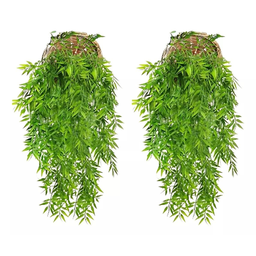 2 Pendentes de Bambu Realista Toque Real Jardim Vertical - 1