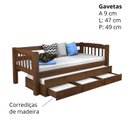 Ver imagem 3 de Bicama Madeira Maciça com 3 Gavetas com 2 Colchões D23 88x12