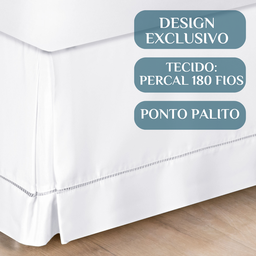 Saia pra Cama Queen Casal Luxuosa 100% Algodao Ponto Palito:branca - 3