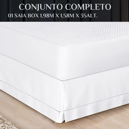 Saia pra Cama Queen Casal Luxuosa 100% Algodao Ponto Palito:branca - 5