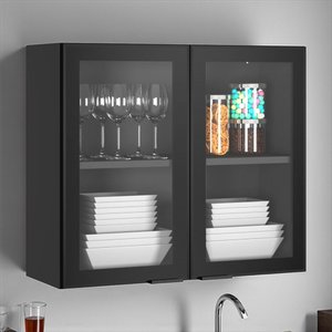 Armário de Cozinha em Aço 2 Portas de Vidro 80cm Dobradiças Slow Motion Exclusive Itatiaia 