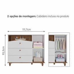 Quarto de Bebê Berço Cômoda 3 Gavetas 1 Porta Picolé Espresso Móveis - 6