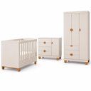 Ver imagem 3 de Dormitório Infantil Apolo com Guarda Roupa Cômoda Berço 3 Portas 3 Gavetas MDF Areia Fosco Reller