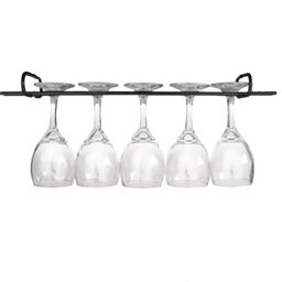 Conjunto 2 Peças Suporte Suspenso para Taças Reto 42cm Kit Porta Taças de Teto Preto Fosco - 4