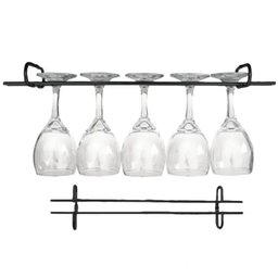 Conjunto 2 Peças Suporte Suspenso para Taças Reto 42cm Kit Porta Taças de Teto Preto Fosco - 2