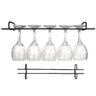 Conjunto 2 Peças Suporte Suspenso para Taças Reto 42cm Kit Porta Taças de Teto Preto Fosco - 2
