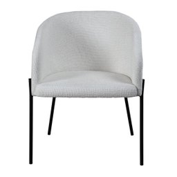 Poltrona Estofada com Base Fixa em Aço Carbono Pintura Epóxi – Laura Exclusiva Linho Aveludado Branc - 2