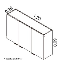 Armário de Cozinha em Aço 3 Portas 120cm Dobradiças Slow Motion Exclusive Itatiaia  - 4