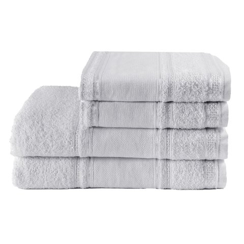 Jogo de Banho Toalha Slim Plus 4 pçs 100% Algodão com Barrado para Bordar:Branco