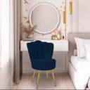Ver imagem 1 de Cadeira para Studio Maquiagem Clinica Estética Veludo Azul Pés Dourado Bz Home Decor
