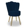 Cadeira para Studio Maquiagem Clinica Estética Veludo Azul Pés Dourado Bz Home Decor - 2