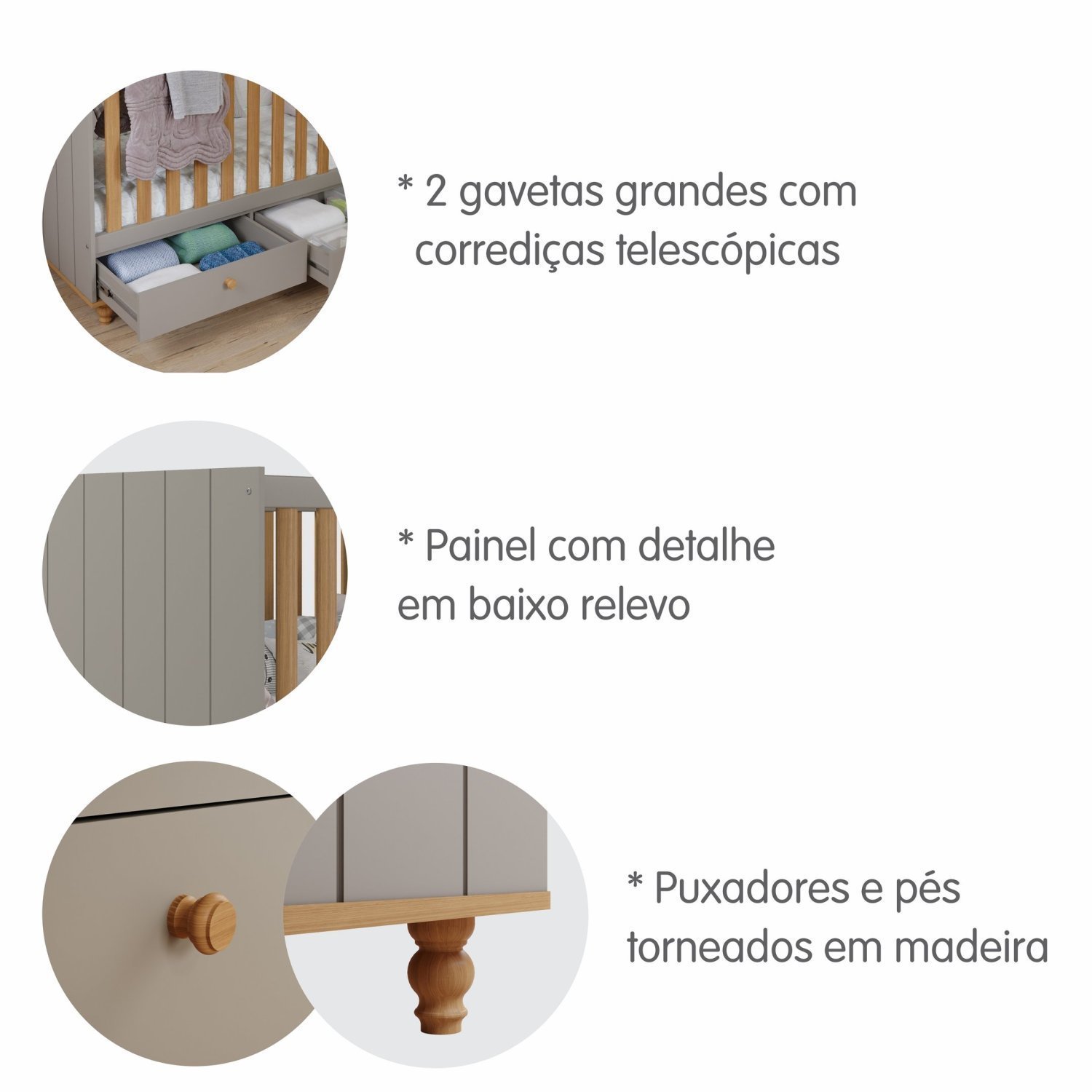 Quarto de Bebê com Berço e Cômoda 3 Gavetas 1 Porta Picolé Espresso Móveis - 7