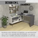 Ver imagem 7 de Escrivaninha Mesa Escritório em L Pés Metálicos Dubai 1 Porta 5 Nichos 136,5cm Industrial Branco e g