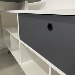 Escrivaninha Industrial em L 1 Porta 5 Nichos Pés Metálicos Dubai - 18