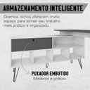 Ver mais imagens de Escrivaninha Mesa Escritório em L Pés Metálicos Dubai 1 Porta 5 Nichos 136,5cm Industrial Branco e g