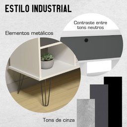 Escrivaninha Industrial em L 1 Porta 5 Nichos Pés Metálicos Dubai - 6