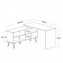 Ver imagem 4 de Escrivaninha Mesa Escritório em L Pés Metálicos Dubai 1 Porta 5 Nichos 136,5cm Industrial Branco e g
