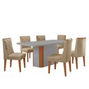 Ver imagem 2 de Conjunto Sala de Jantar Mesa Tampo MDF/Vidro 6 Cadeiras Ester Off White/Marromle