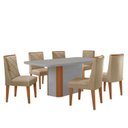 Ver imagem 2 de Conjunto Sala de Jantar Mesa Tampo MDF/Vidro 6 Cadeiras Ester Off White/Marromle