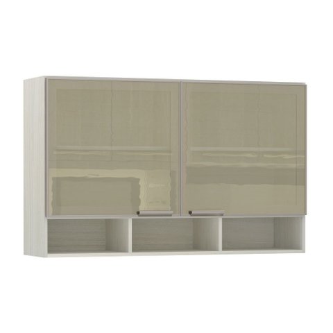 Armário Luciane 120cm 2 Portas com Vidro Reflecta Bronze + Nicho Lis